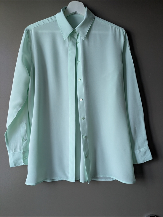 Babaton Tops - Babaton 100% Silk XS Mint Green Button-Down Long Sleeve Shirt NWOT